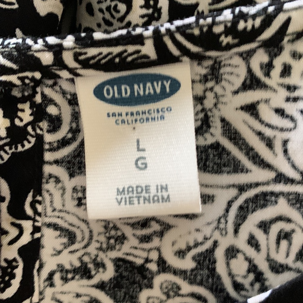 OLD NAVY Dress Black & White Floral Shift Rayon V-Neck Casual Lightweight Large - Picture 6 of 9